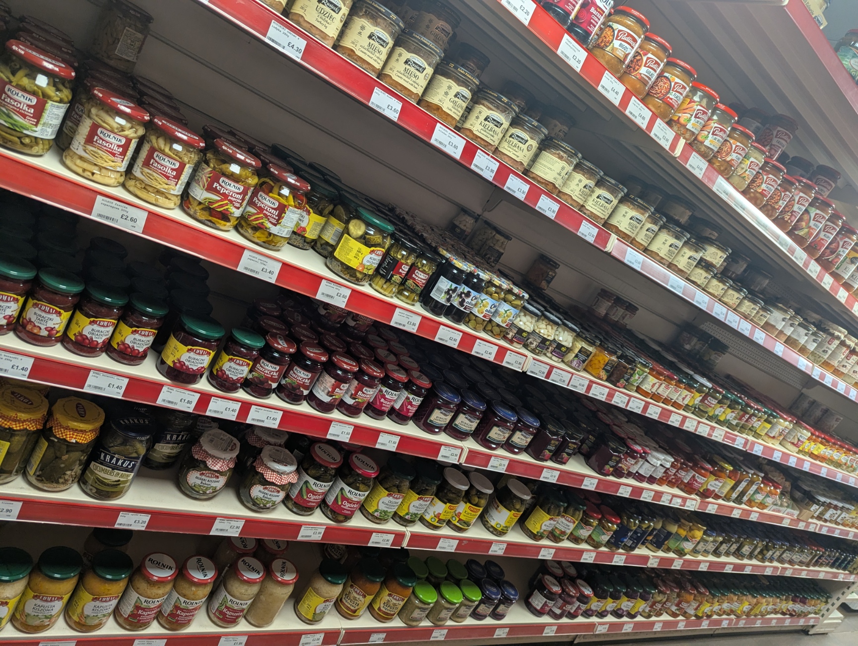 Jars of Polish pickles and preserves