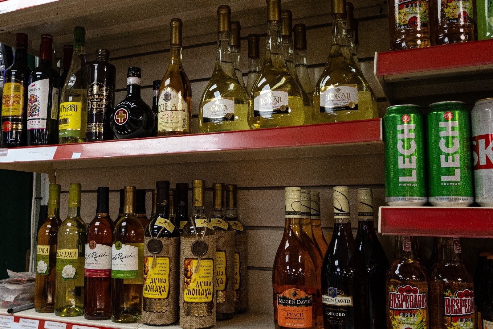 Polish vodkas, liqueurs, beers and wines on the shop's alcohol shelves 4