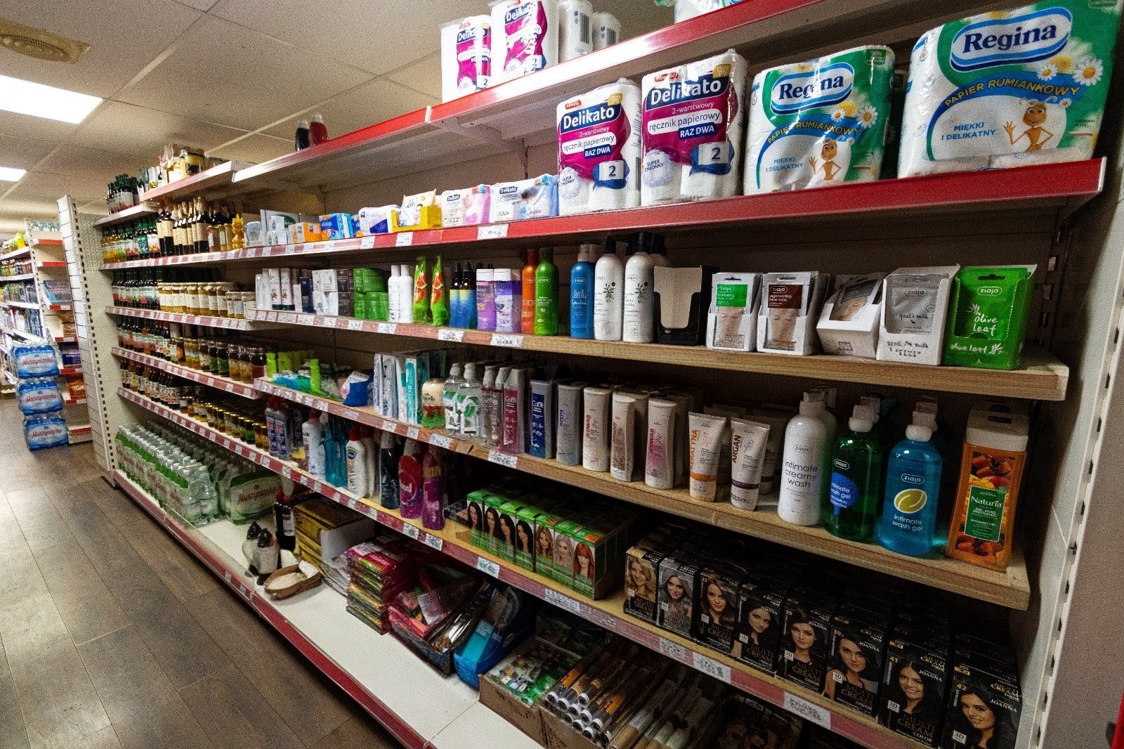 Polish toiletries and cosmetics including Ziaja skincare, paper products and hair dye