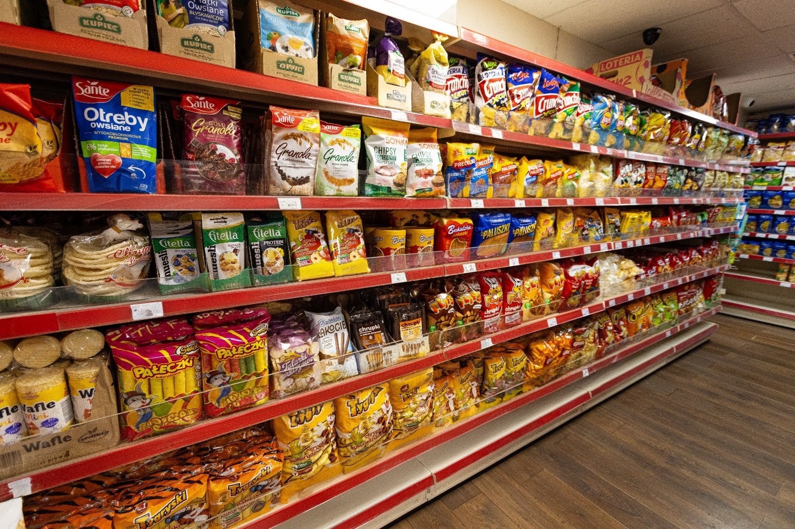 Polish crisps and savoury snacks on the shelves