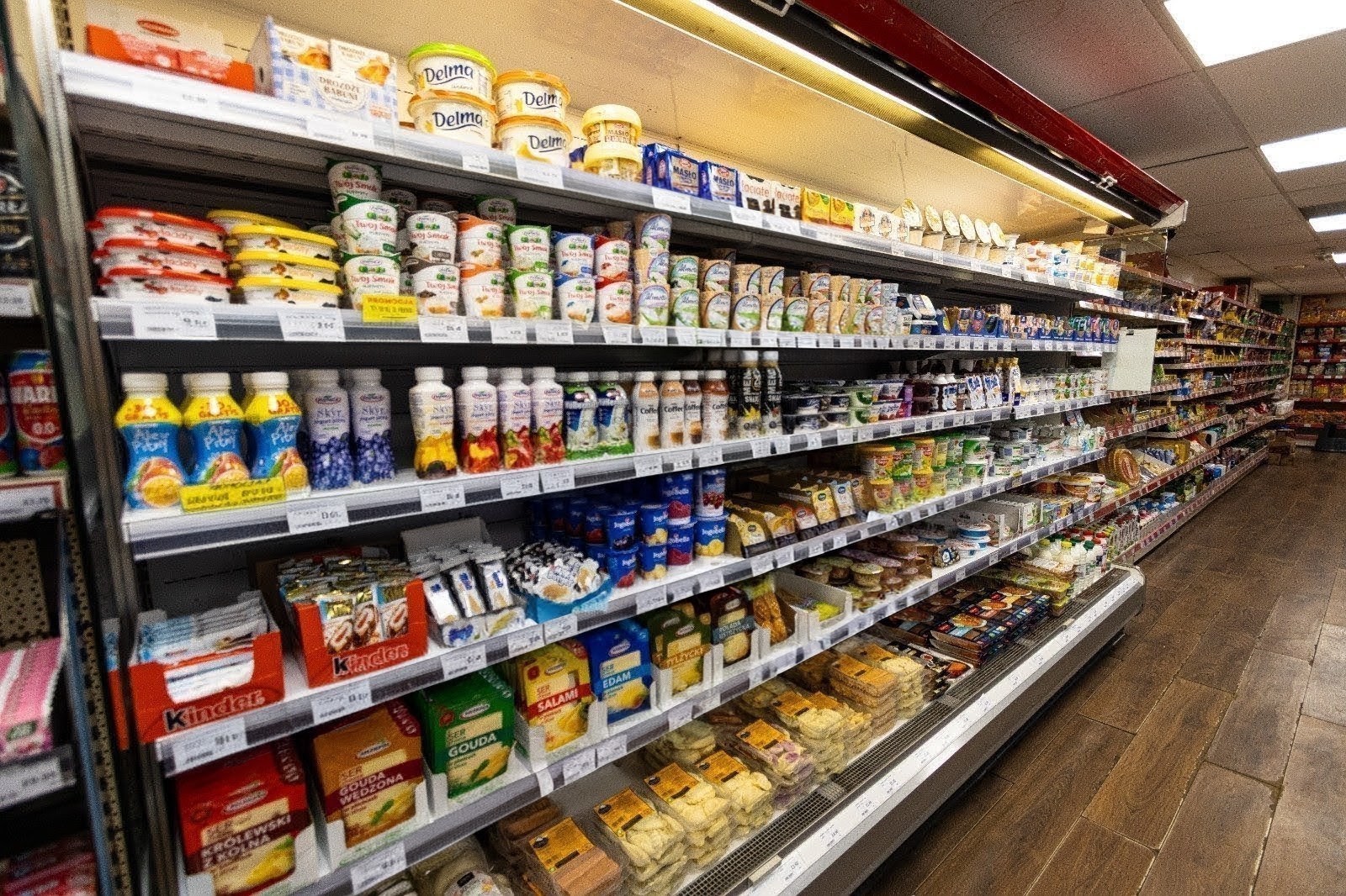 Polish yogurts, cheeses and dairy in the fridge