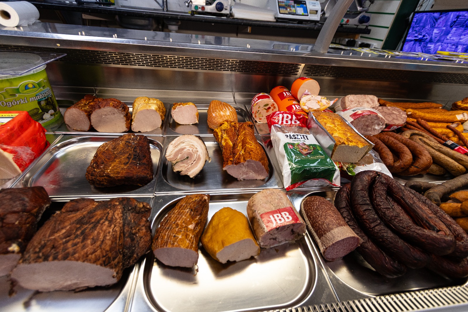 Polish deli counter with cheeses, hams and cold cuts 2