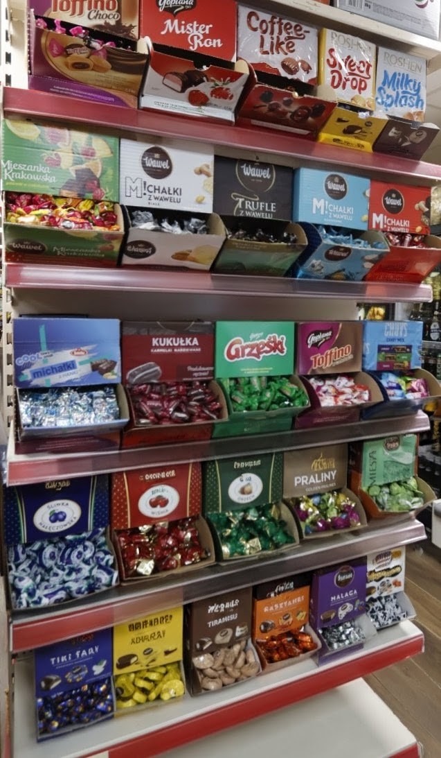 Boxes of Polish pralines and wrapped candies