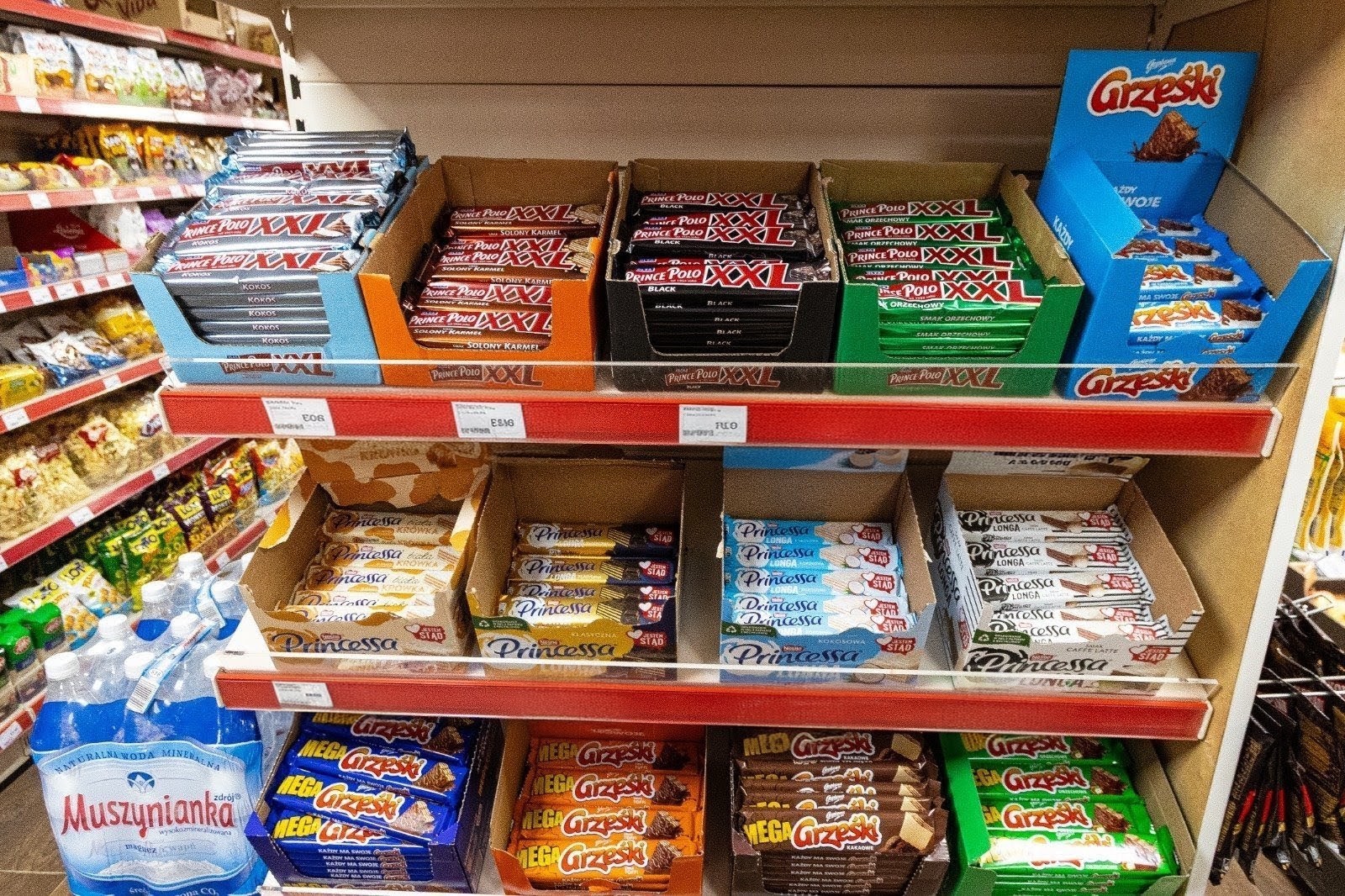 Polish chocolate and wafer bars including Prince Polo, Grześki, Princessa and Milka 1